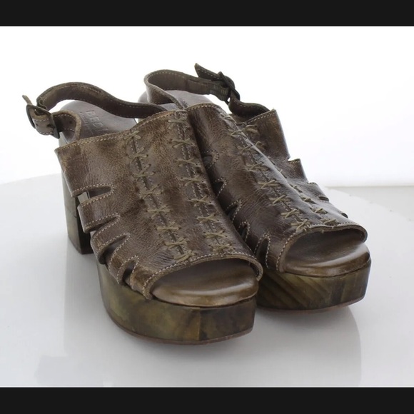 Bed Stu Shoes Bed Stu Fontella Wooden Platform Leather Slingbacks